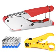 Coax Cable Crimper Kit Coaxial Cable Rg6 Compression Tool Kit with 20PCS F RG...