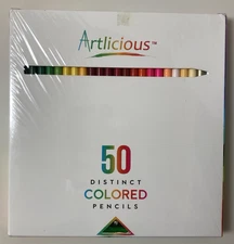 Colored Pencil Set 50 Colored Pencils With Sharpener Artlicious Ages 3+ New