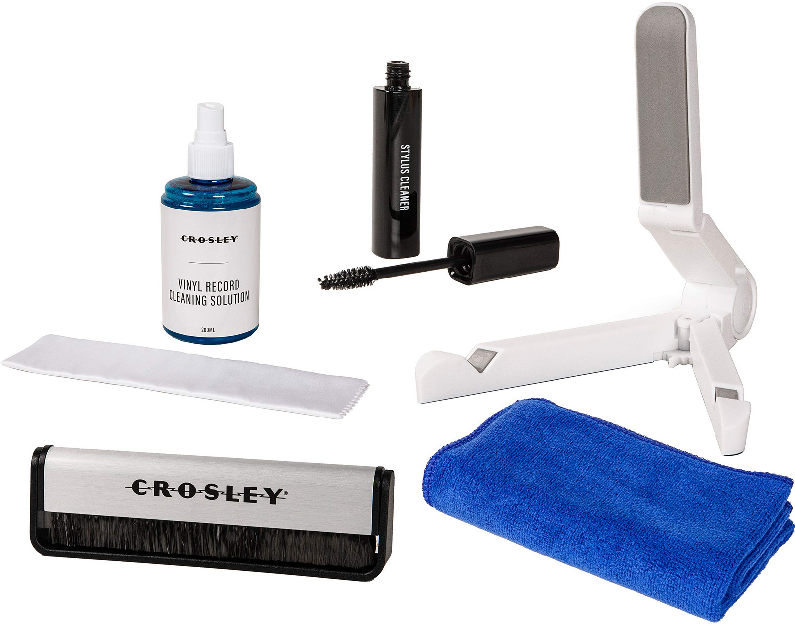 Crosley AC1024A 5-in-1 Record Cleaning Kit with Carbon Fiber Brush, Microfiber C