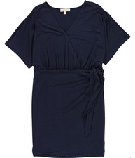 Michael Kors Womens Soild Faux Wrap Shirt Dress, Blue, Plus Size, 2X