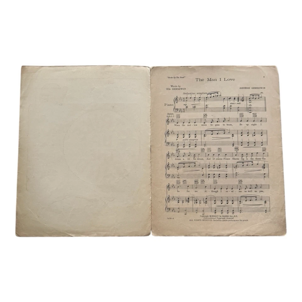 Strike Up The Band Sheet Music The Man I Love 1927 Gershwin Musical Barbelle - Image 2 of 4