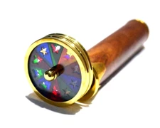 Kaleidoscope Wheel Brass Vintage Double Antique Glass Stained Handmade Gift