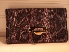 New And Authentic Versace Collection Wallet, Faux Grey Snake Skin Leather