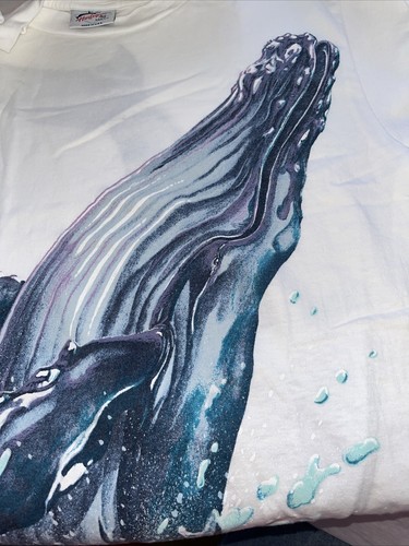 1990 PETER KULL T-Shirt Whales On Front/Back Harlequin NG Size M 100% Cotton - Picture 7 of 14