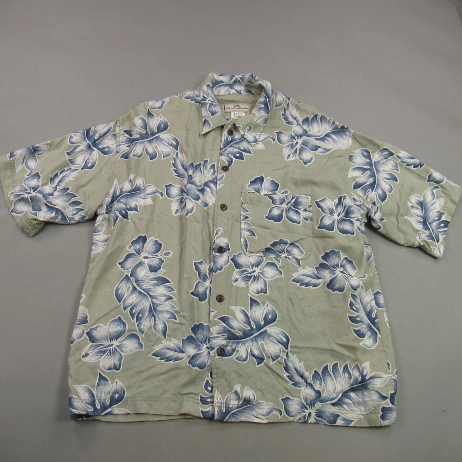 Hanolua Surf Shirt Mens Large Short Sleeve Button Front Hawaiian Floral