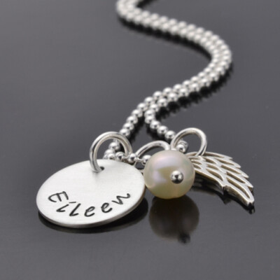 SPREAD YOUR WINGS 925 Silberkette mit Gravur Namenskette Textschmuck graviert