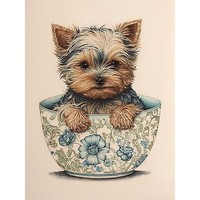 Cute Teacup Yorkshire Terrier Dog Tea Cup Huge Wall Art Poster Print Giant