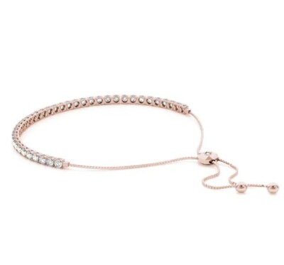 Diamond Bolo Bracelet 14k Rose Gold-Plated Sterling Silver, Created for Macy's