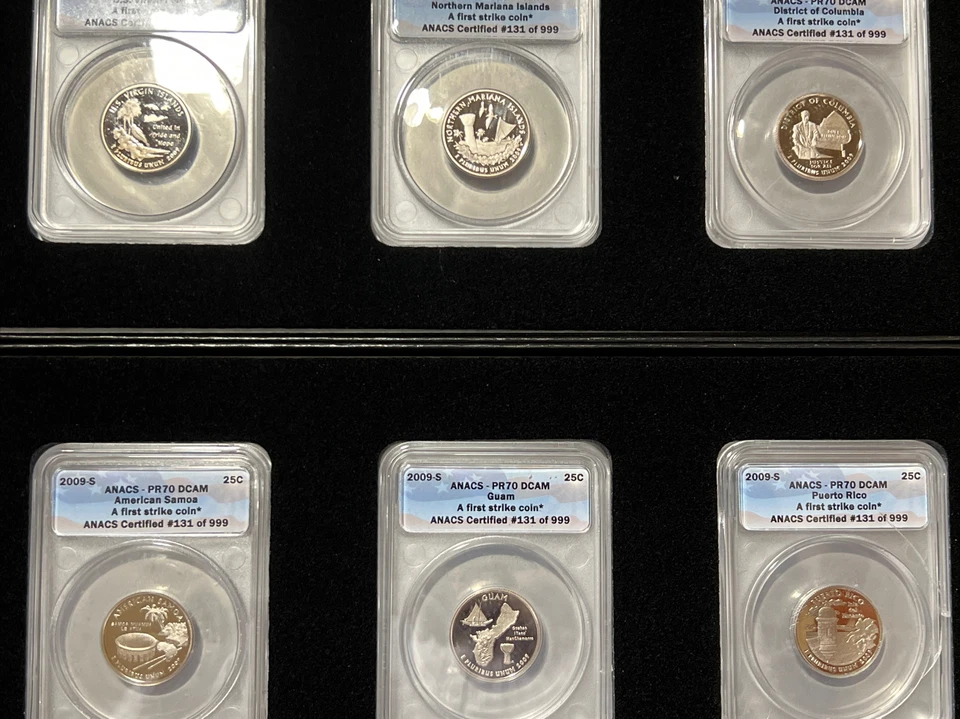 Boxed Set of 6 2009-S US DC & Territories State Quarters ANACS PR70 DCAM X84 - Image 2 of 4