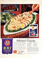 Vintage Print Ad A&P Stores 1959 Magazine Fishermans Casserole Recipe Retro Food