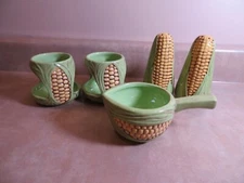 Corn on Cob Shaped Salt & Pepper Shakers, 2 candle holders and Creamer / cup
