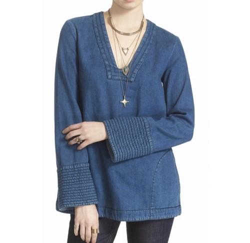 Denim Tunic Dress Pockets 