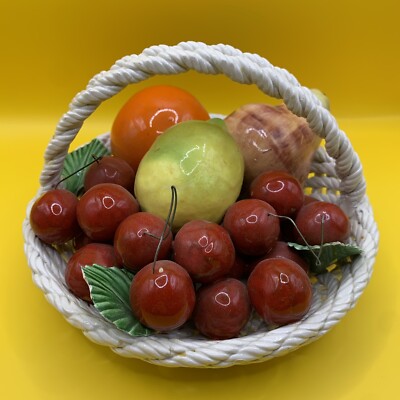 Vintage Capodimonte Italy Porcelain Ceramic Cherry Fruit Basket | eBay