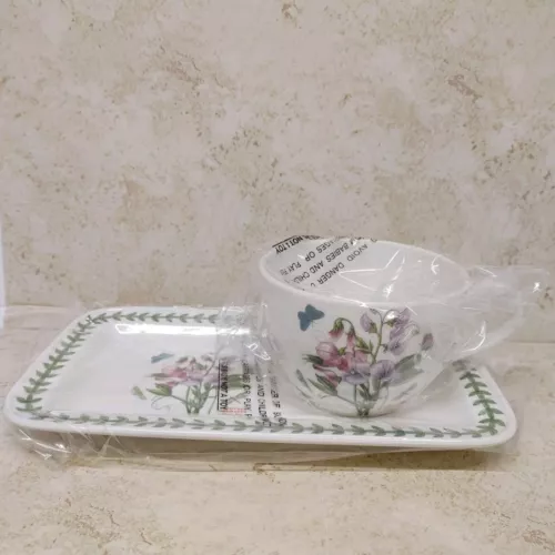 Portmeirion Botanic Garden Soup & Sandwich Set Sweet Pea New In Open Box