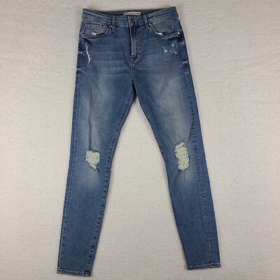 Mavi Jeans Womens 27x28 Lucy Super High Rise Skinny Distress Medium Wash Blue