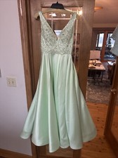 Worn Once Sherri Hill V Neck Ball Gown With Beaded Bodice And Sheer Sides