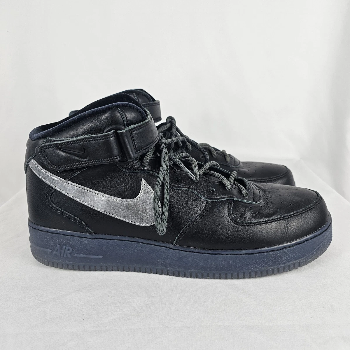 Nike Air Force 1 Premium Mid Black Metallic Silver for Sale