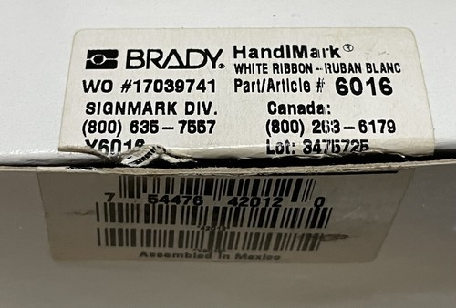 Nastro bianco termico portatile Brady Handimark parte 6016 per stampante TLS2200 NUOVO - Foto 7 di 10