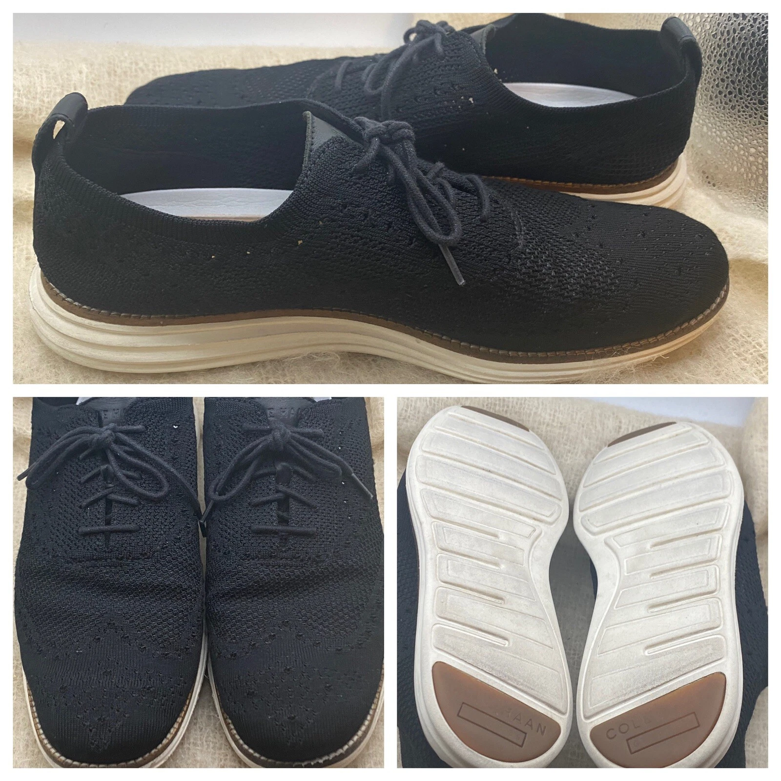 Cole Haan Original Grand Stitchlite Shoes Men Sz 11.5 M Wingtip Black Oxfords
