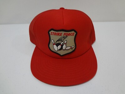 Men's Vintage 80s Bowling Strike Force Patch Foam Trucker Hat Designer Award