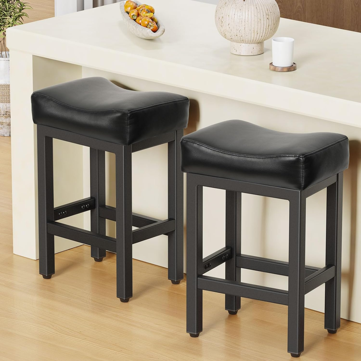 Counter Height Bar Stools Set of 2, 24 Inch Barstools for Kitchen - Main Image