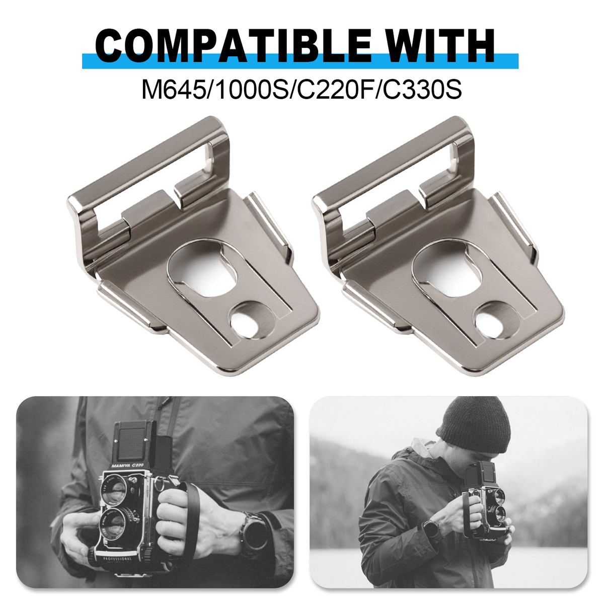2PCS Lugs Shoulder Strap Adapter Clips For Mamiya M645/1000S/C220F