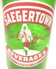 vintage ACL Soda Bottle: green SAEGERTOWN, PA - 32 OZ - upper square background