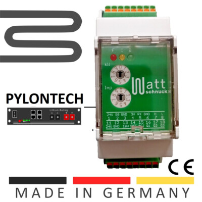 Pylontech 48V Ladezustand Spannung  Anzeige Eigenverbrauch Relais 0-10V Auslesen