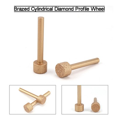 2Pc Brazed Diamond Router Bit Rotary Tool Accessorie Cylindrical Bit 1/4'' Shank