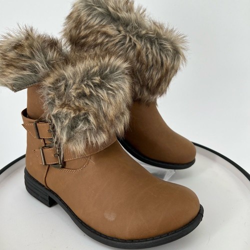 OLIVIA MILLER FAUX FUR VEGAN LEATHER FASHION SHERPA LINED BOOTIES.