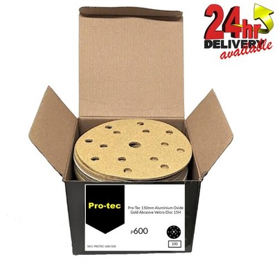 Pro-Tec Gold Grip 150 mm 6'' 15 Loch DA Schleifscheiben Box mit 100 - P600
