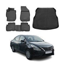 For Nissan Versa 12-19 Floor Mat and Cargo Liner Set Classic 1st, 2nd Row &