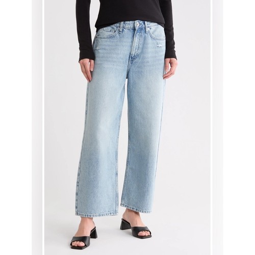 Rag and Bone Lori Mid Rise Crop Jean Oconee Light Wash 30 Cotton Wideleg
