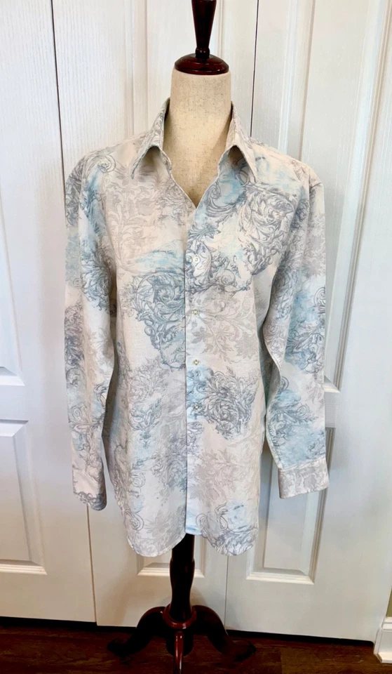 Camisa para hombre, Lg, mezcla de lino y algodón, tela de cachemira invertida de diseñador, ¡hermosa! Foto 4 de 4