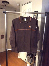 Cleveland Browns Brown Long Sleeve Embroidered Polo Shirt Men XXL 2XL Reebok