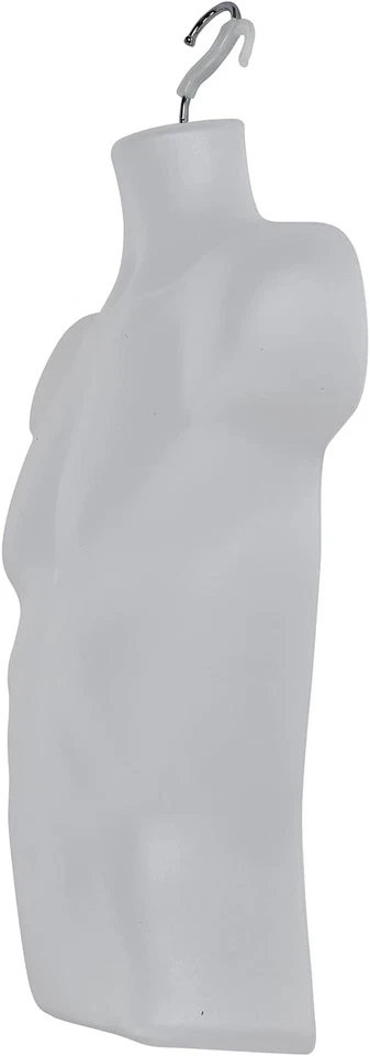 Male Molded Shatterproof Frosted Hanging Shirt Form with Hook - Fits Men'S Sizes - Image 3 of 4