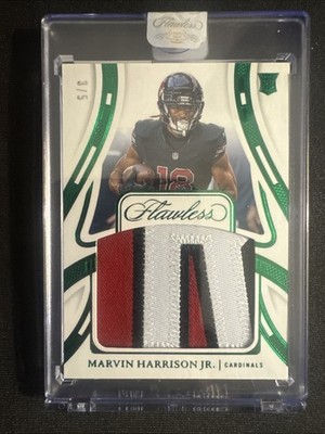   MARVIN HARRISON JR. 2024 FLAWLESS Rookie Encased Patch 3 /5 RC CARDINALS SSP