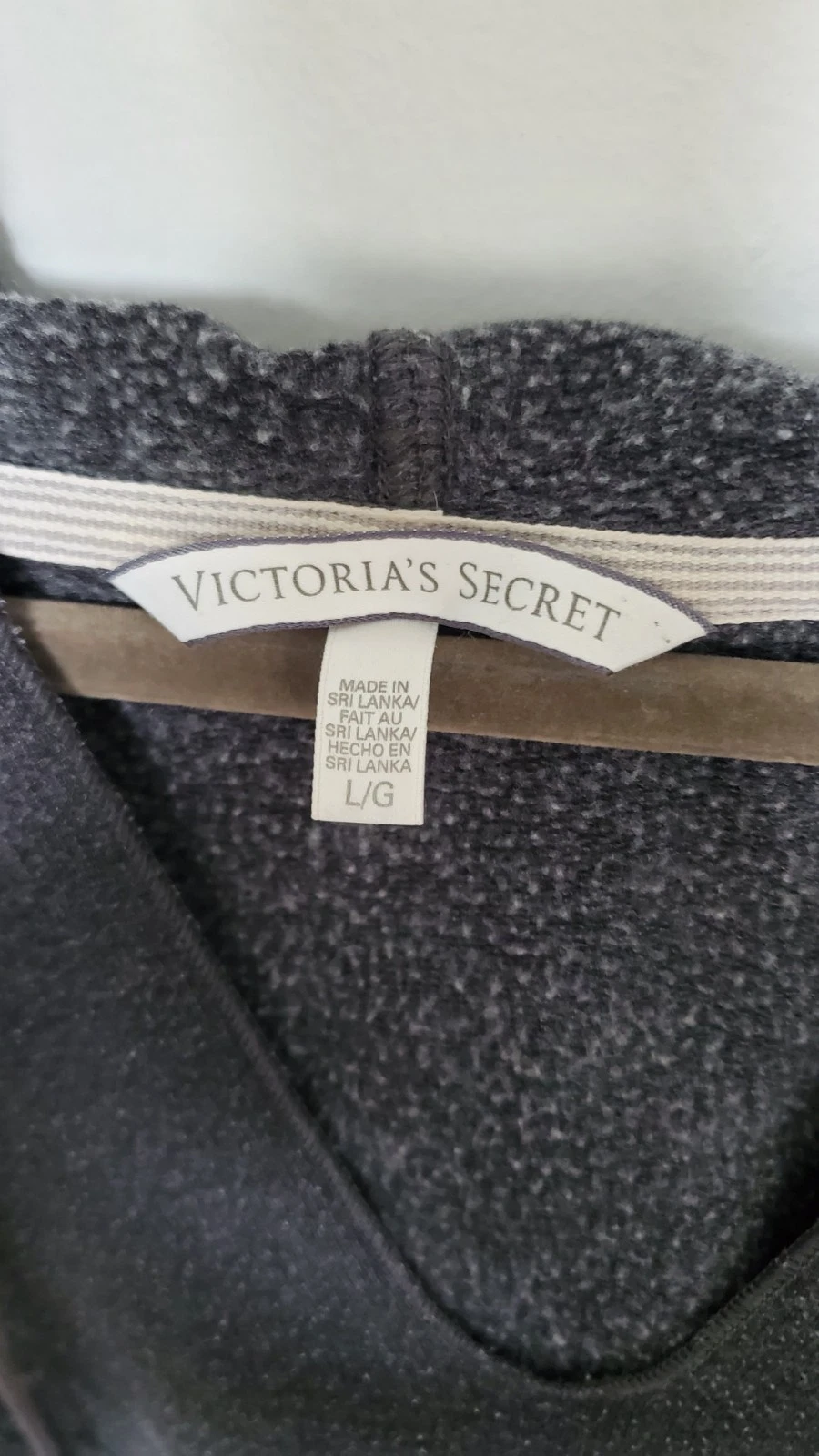 UNDERCOVER Felpa con cappuccio VICTORIAS SECRET grande grigia e rosa parola schiena scollo a V oversize comoda