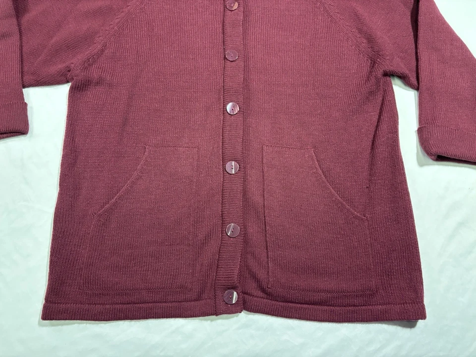 Stitches In Time Sweater XL Maroon Knit Cardigan Grannycore Cottagecore - Image 2 of 4