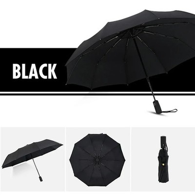 Strong Windproof Stick Compact Umbrella for Rain, One-Click Automatic Open and C
