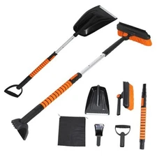 34'' to 41'' Extendable Snow Brush, Ice Scraper for Car Windshield, red black