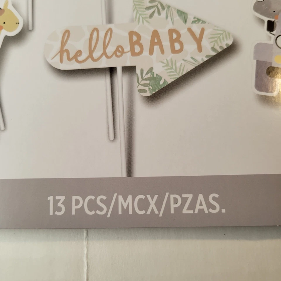 Juego de 13 piezas de accesorios para cabina de fotos Safari Jungle Baby Shower animales elefante jeep Foto 4 de 4