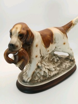Vintage M Takai Japan Dog Figurine Springer Spaniel Hunting Game Statue MINT