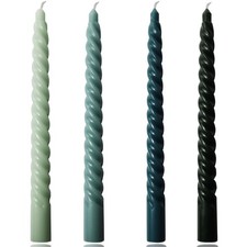 4 Pack 10 Inch Gradient Color Spiral Taper Candles Kitchen Twisted Green Series