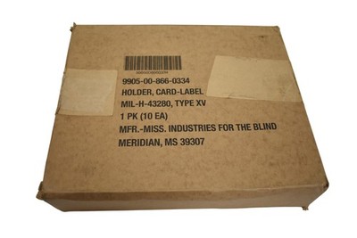 Holder Card-Label MIL-H-43280 Type XV 1 PK 10 EA 9905-00-866-0334 Box
