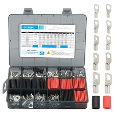 Thick Copper lugs Electric Wire Lugs AWG2 4 6 8 10 12Gauge 80Pcs Tinned Copper