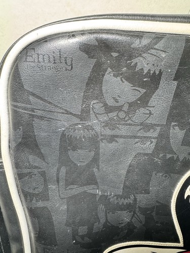 Emily The Strange 2005 Black Leather Adjustable Strap Messenger Bag Rare - Picture 4 of 17