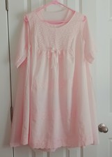 Vtg 70s Shadowline Peignoir Set Babydoll Gown Robe Pink Cotton Blend Size M