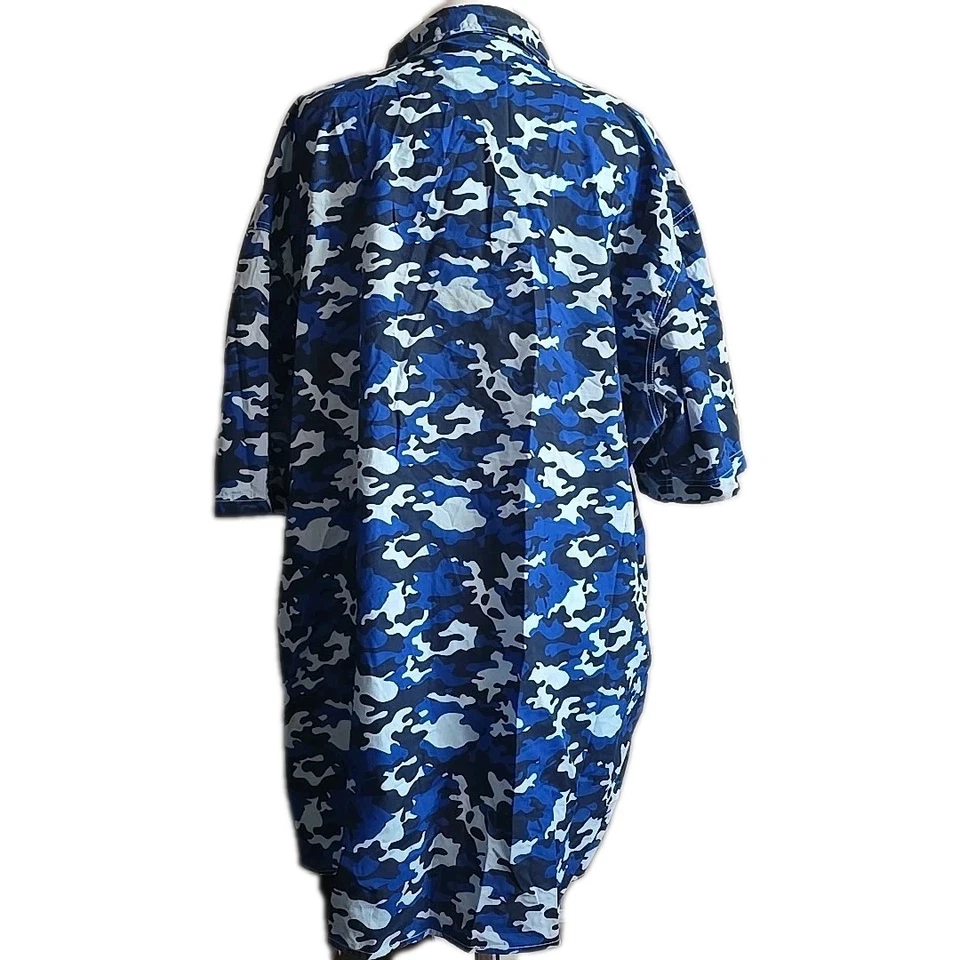 Camisa Enyce Hombres 4XP Azul Camuflaje Con Botones Manga Corta Diddy Y2K Foto 2 de 4