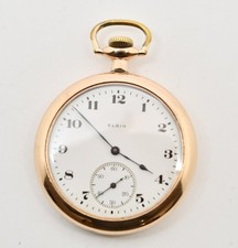 1919 Elgin 7 Jewel Open Face Gold Filled Pocket Watch WATCH393